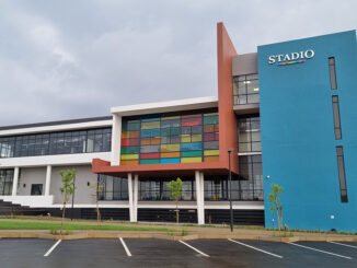 Exterior of the STADIO Higher Education campus building in Waterfall, South Africa.