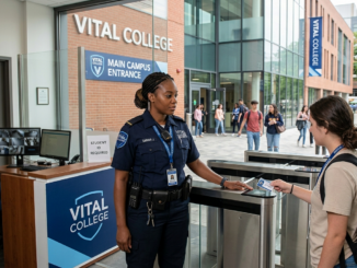 Security guard working at Vital College during security learnership training in South Africa