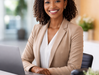 Young receptionist welcoming visitors at a modern office in Woodmead, Johannesburg as part of the YES youth employment programme