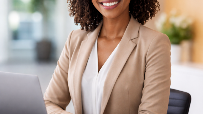 Young receptionist welcoming visitors at a modern office in Woodmead, Johannesburg as part of the YES youth employment programme